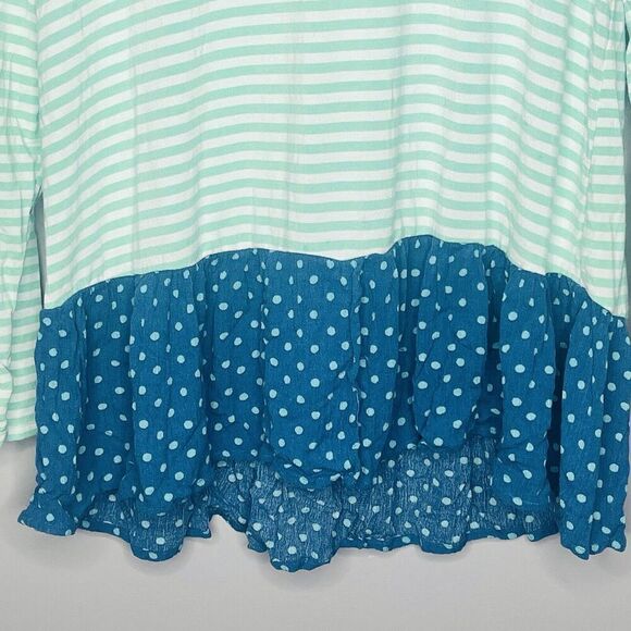 Matilda Jane Talk Tomorrow Top Small Womens Striped Polka Dot Hem - Picture 3 of 5